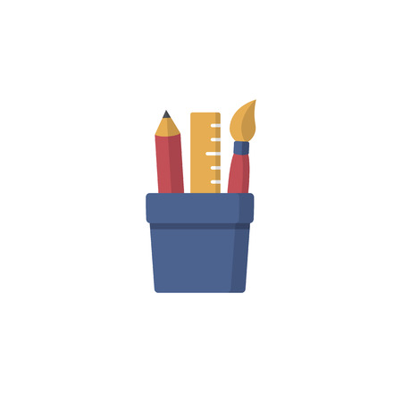 Vector icon composition of pencil, brush and ruler.のイラスト素材