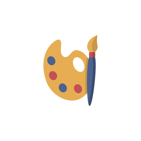 Paint brush with palette icon vector. Simple thin flat icon for websites, web design, mobile app, infographics.のイラスト素材