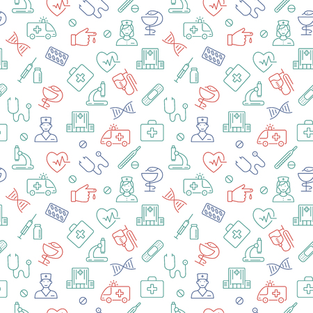 Seamless pattern with medical symbols. Vector illustration.のイラスト素材