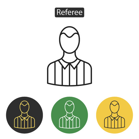 Referee avatar icons. Football referee outline image. Sport accessories collection for info graphics, websites and print media. Vector illustration in line style. Editable strokeのイラスト素材