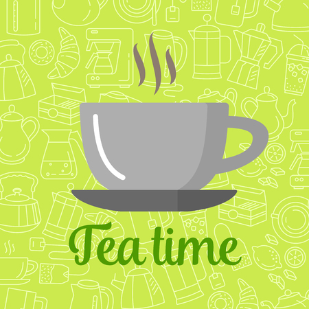 Flat Icon Cup of tea. Isolated on backgroundのイラスト素材