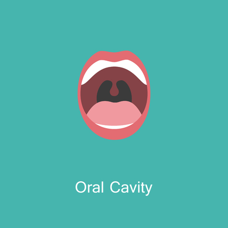 Line icon mouth with teeth.のイラスト素材