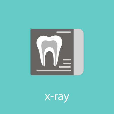 Dental x-ray vector line icon isolated on white background.のイラスト素材