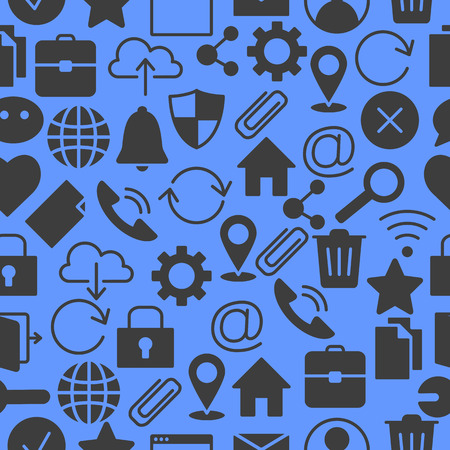 Web and computer basic icons isolated on blue and black presentation.のイラスト素材