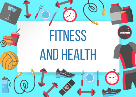 Fitness and health horizontal frameのイラスト素材