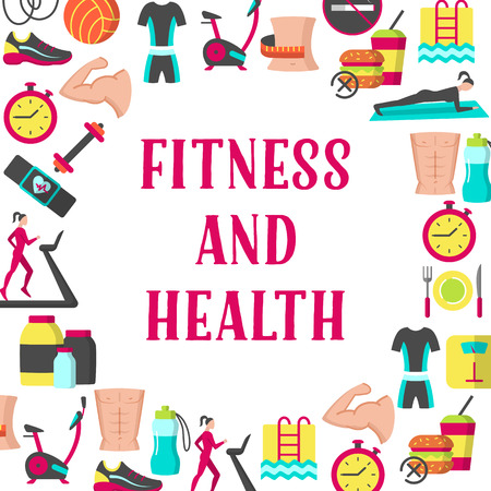 Fitness and health frame illustration graphic design vectorのイラスト素材