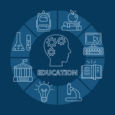 Education poster with outline iconsのイラスト素材