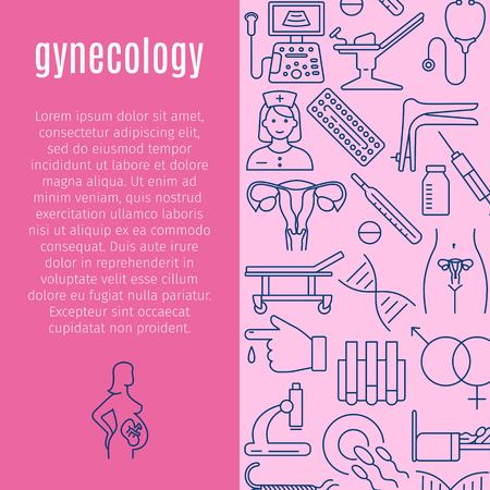 Gynecology poster with flat icons, vector illustration.のイラスト素材