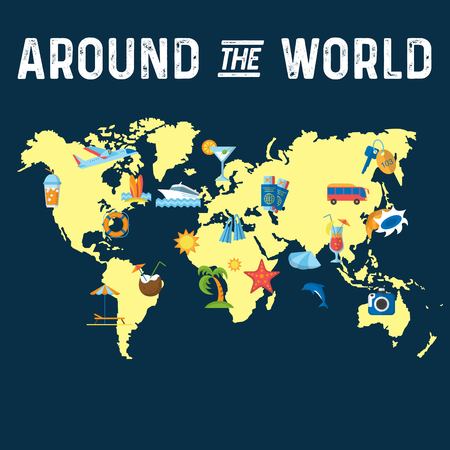 Around the World flat posterのイラスト素材