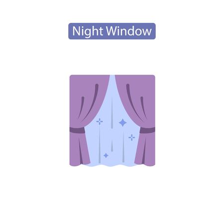 Night window flat iconのイラスト素材