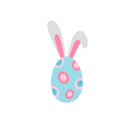 Line icon easter egg with rabbit ears, isolated on white background. Easter egg linear icon. Thin line illustration. Vector outline drawing. Editable stroke.のイラスト素材
