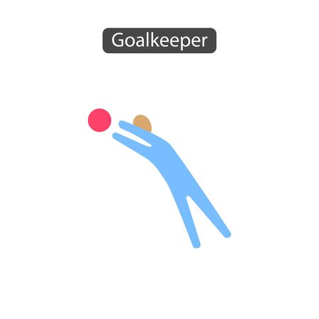 Goalkeeper jumping, catches the ball icon isolated on whiteのイラスト素材