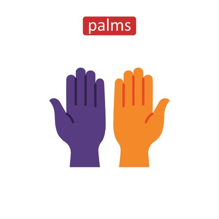 Open human palms flat icons set.のイラスト素材