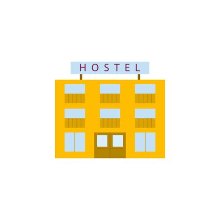 The facade of a square building with a hotel sign, isolated on a whiteのイラスト素材