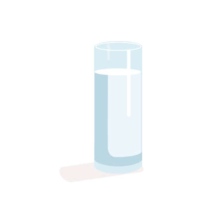 Transparent glass of milk. Natural fresh dairy product design flat vector illustration isolated on white backgroundのイラスト素材