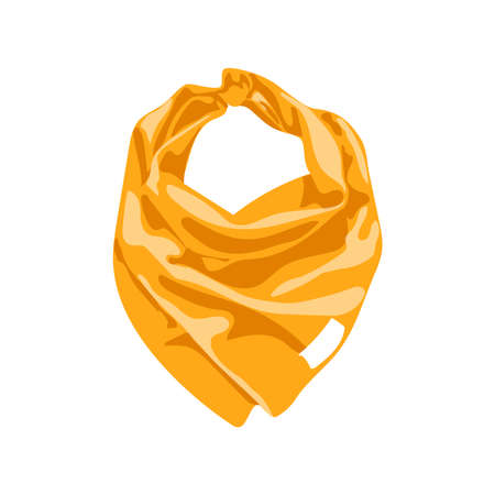 Silk neck scarf. Orange textile neckerchief, bandana, western cowboy or biker outerwear. Unisex accessory garment cartoon vector illustration isolated on white backgroundのイラスト素材
