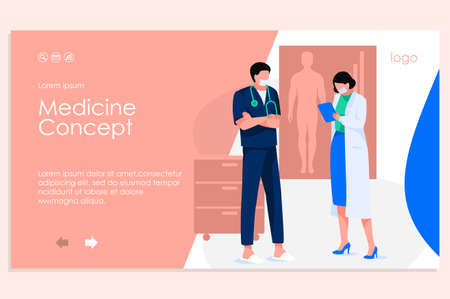 Medicine concept landing page. Modern hospital services, medical checkup and support. First aid...