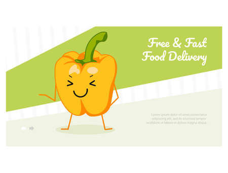 Free and fast food delivery landing pageのイラスト素材