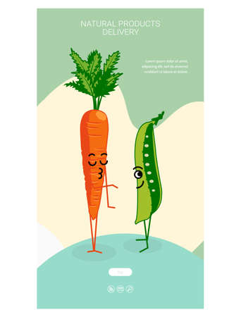 Diet food online store web banner cartoon character vector illustrationのイラスト素材