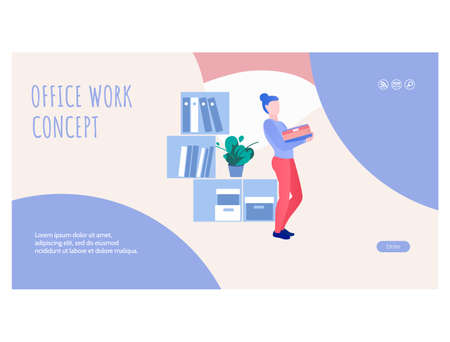 Office work concept landing page template designのイラスト素材