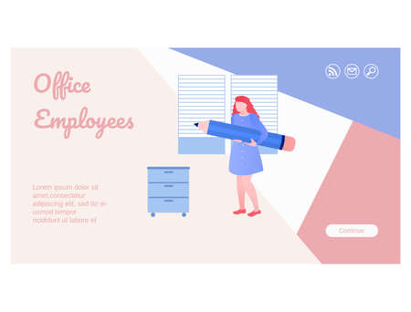 Office work concept landing page template designのイラスト素材