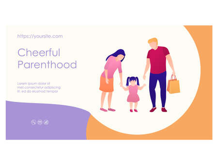 Cheerful parenthood web page flat design templateのイラスト素材