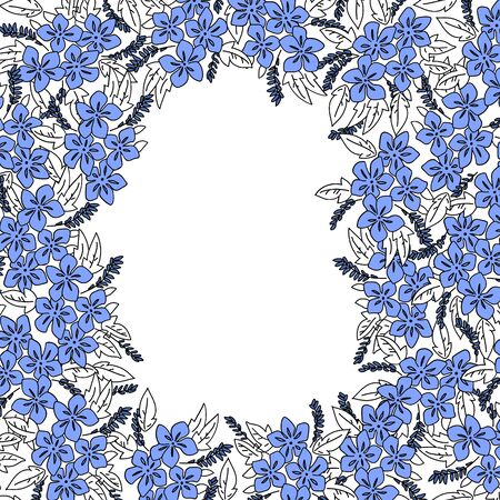 Vector frame with flowers of magnolia. Spring illustration with place for text. Isoleted element for wedding design, postcard, invitation, greeting cardのイラスト素材