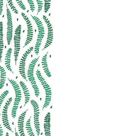 Vector flat illustration with green jungle leaves. Tropical pattern with place for text. Isoleted element for plant design, postcard, invitation, greeting card のイラスト素材