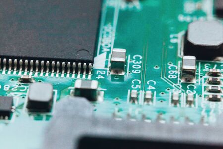 Circuit board repair. Electronic hardware modern technology. Motherboard digital personal computer chip. Tech science background. Integrated communication processor. Information engineering componentの写真素材