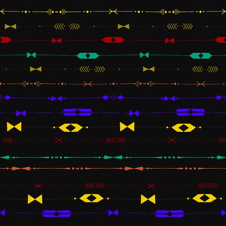 colored hand drawn simple cute horizontal ethnic stripes, bohemian arrows, boho vector seamless...