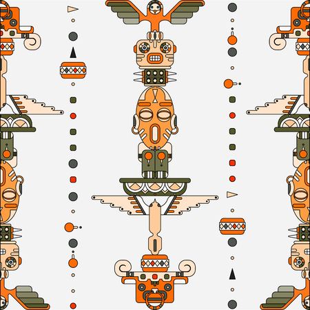 summer colored totem poles, seamless vector patternのイラスト素材
