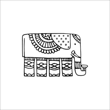 abstract indian elephant, hand drawn vector illustrationのイラスト素材