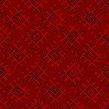 Red geometric Russian traditional ethnic textile seamless patternのイラスト素材