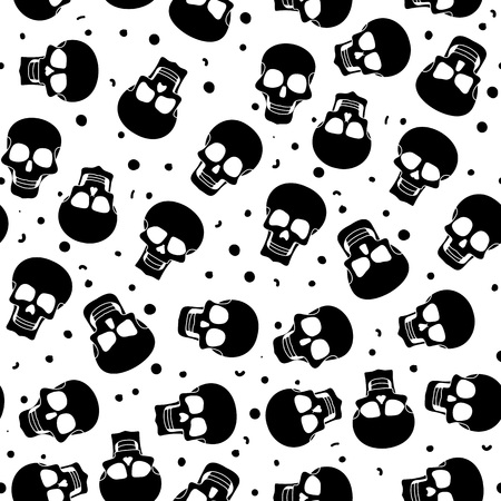 Funny colored skull seamless pattern, dulce muerte illustrationのイラスト素材
