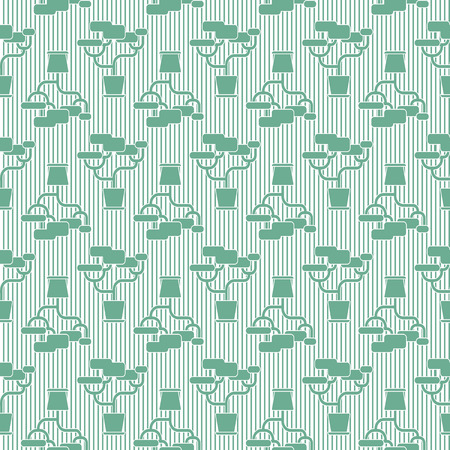 Green geometric houseplant seamless pattern, stiped vector backgroundのイラスト素材