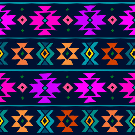 ethnic woven design seamless pattern, black whiteのイラスト素材
