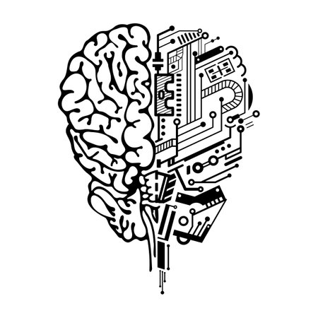 Vector Illustration artificial intelligence, cyber brain, ai conceptのイラスト素材