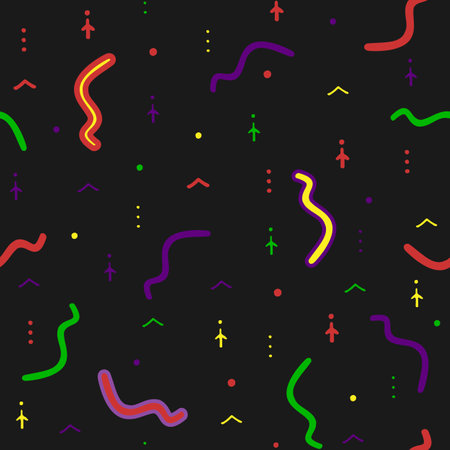 90s stylized abstract seamless pattern, coloredのイラスト素材
