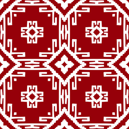 Native, ethnic seamless pattern, black and whiteのイラスト素材