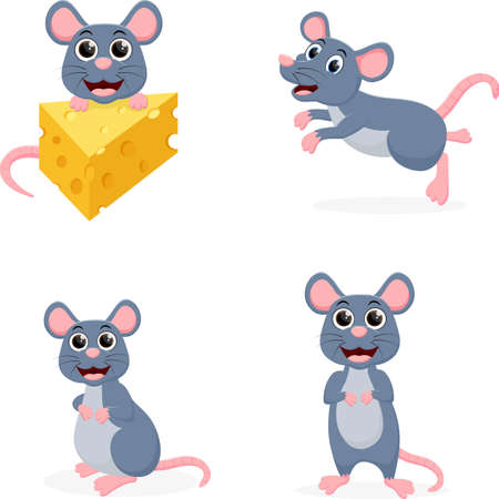 vector illustration of Happy Mouse cartoon isolated on white backgroundのイラスト素材