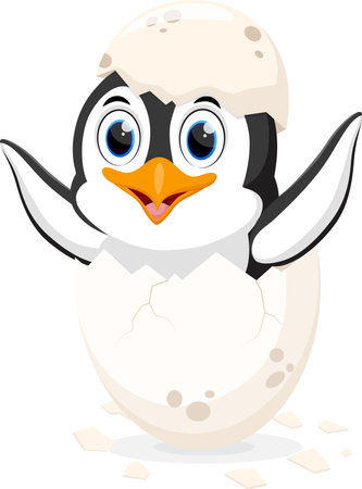 vector illustration of cute baby penguin cartoon isolated on white backgroundのイラスト素材