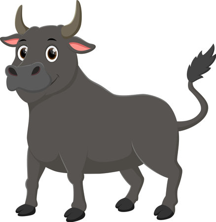 Happy buffalo cartoon isolated on white backgroundのイラスト素材