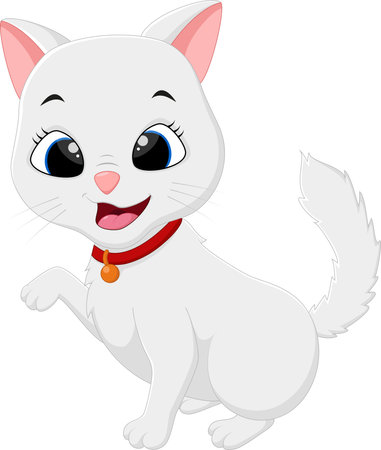 Cartoon cute cat isolated on white backgroundのイラスト素材