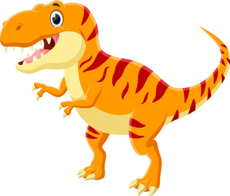 Cartoon angry Tyrannosaurus dinosaur isolated on white backgroundのイラスト素材