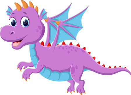 Cartoon Cute baby dragon fliyingのイラスト素材
