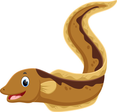 Cute cartoon eel isolated on whiteのイラスト素材