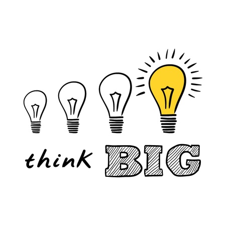 Hand drawn doodle style vector illustration representing the Think big conceptのイラスト素材
