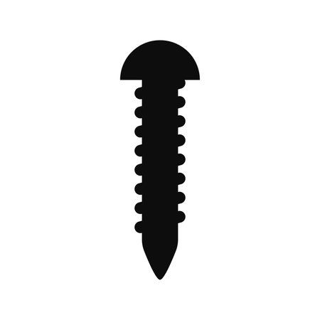 Flat style vector silhouette illustration of black screw isolated on white backgroundのイラスト素材