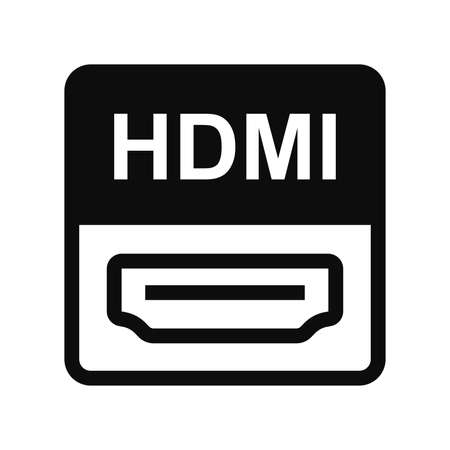 HDMI vector black icon isolated on white background. High quality flat style modern illustration of the symbol of high definition cableのイラスト素材