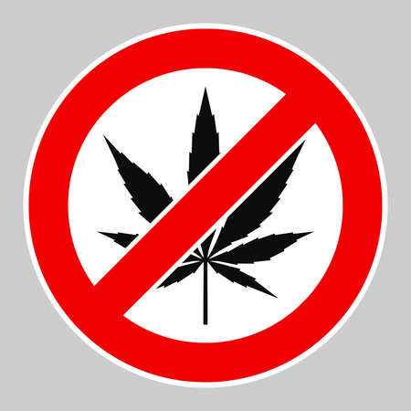 Cannabis forbidden sign - High quality vector illustration of the No cannabis cartel. Official size and color international versionのイラスト素材